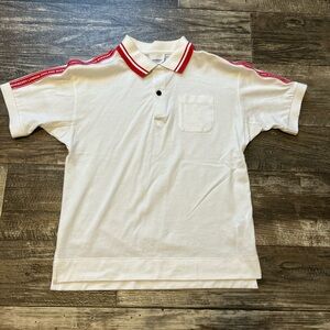 White Polo Shirt with Red Accents